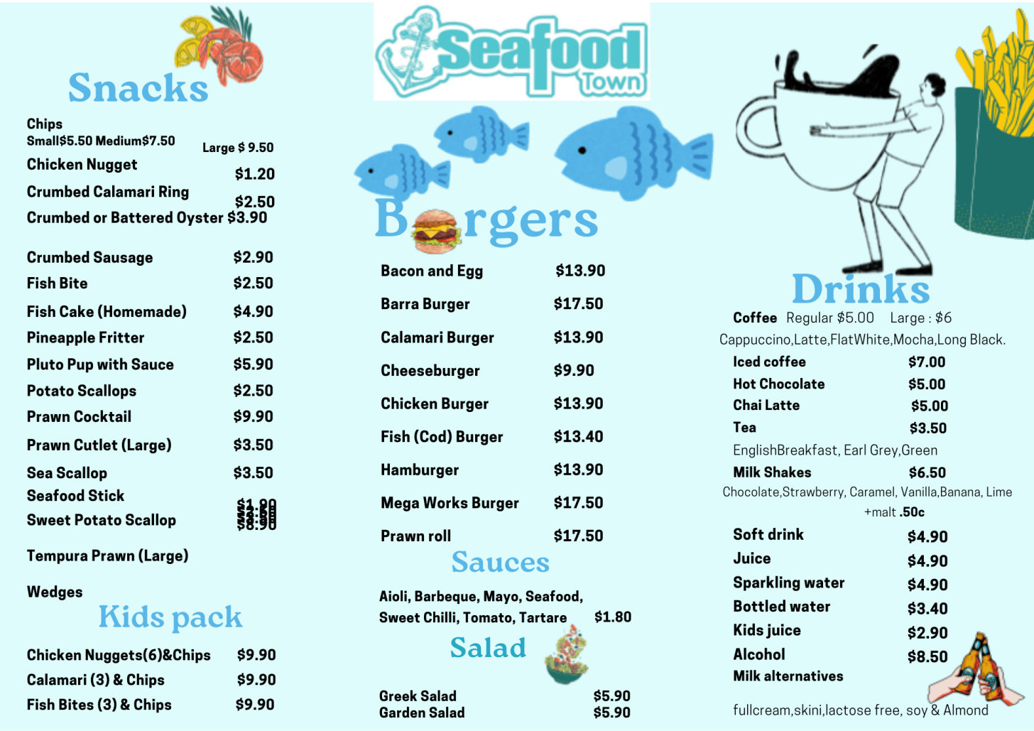 Seafood Town Woody Point Redcliffe Menu